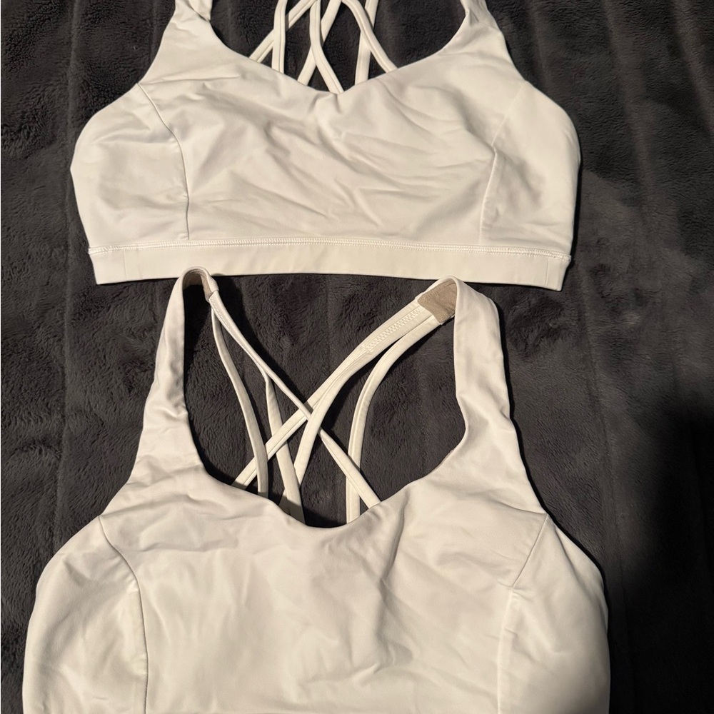 White Strappy Sports Bra with Criss-Cross Back